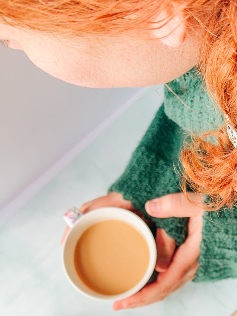 Author with black tea