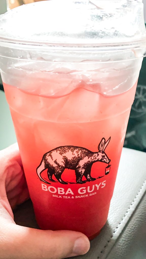 The strawberry jasmine fruit fresca at the Boba Guys Potrero Hill in San Francisco