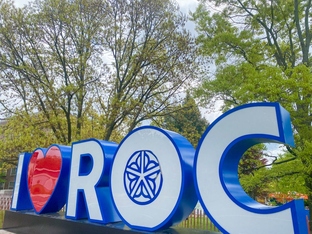 I (heart) ROC sign at the Rochester Lilac Festival