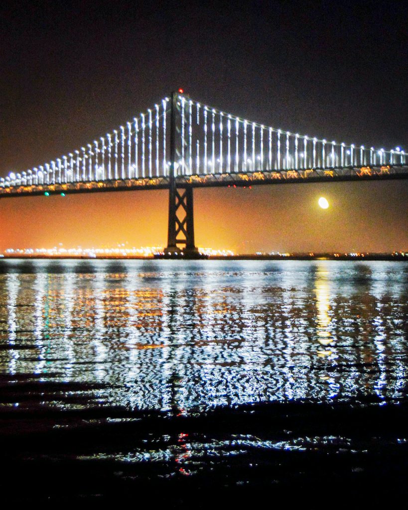 Bay Bridge at night in San Francisco