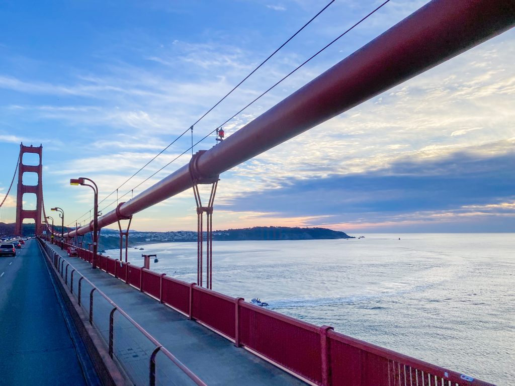 Sunset on the Pacific Ocean from the Golden Gate Bridge