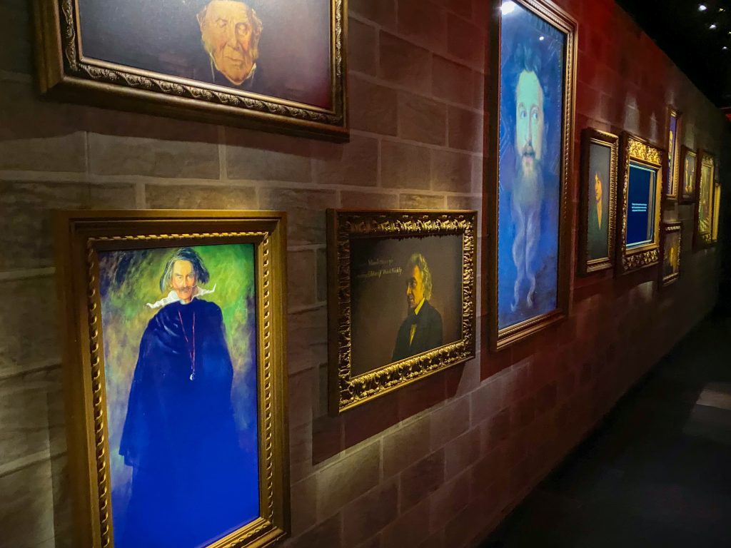 Hall of portraits at the Harry Potter Exhibition in NYC