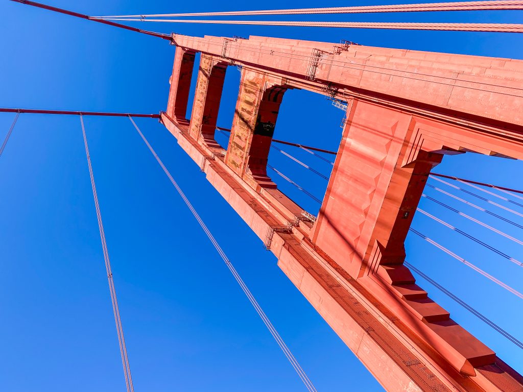 Golden Gate Bridge with blue skies